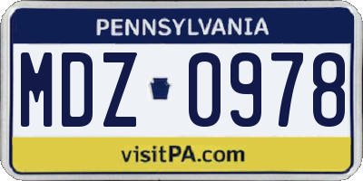PA license plate MDZ0978