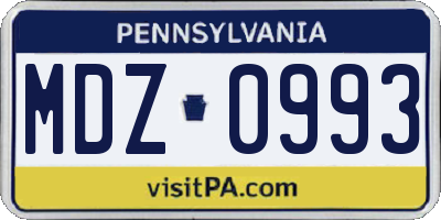 PA license plate MDZ0993