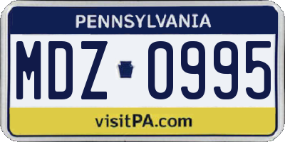 PA license plate MDZ0995