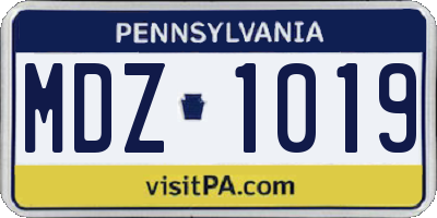 PA license plate MDZ1019