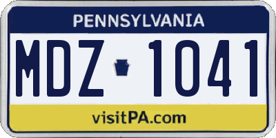PA license plate MDZ1041