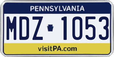 PA license plate MDZ1053