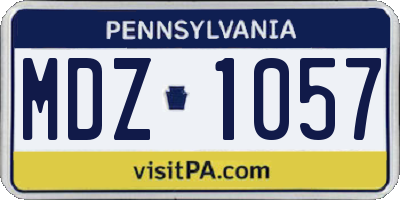 PA license plate MDZ1057