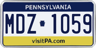 PA license plate MDZ1059