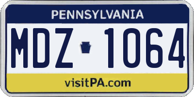 PA license plate MDZ1064