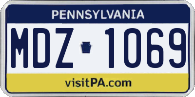 PA license plate MDZ1069