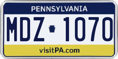 PA license plate MDZ1070