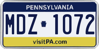 PA license plate MDZ1072