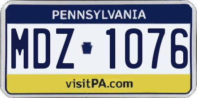 PA license plate MDZ1076