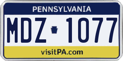 PA license plate MDZ1077