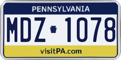 PA license plate MDZ1078