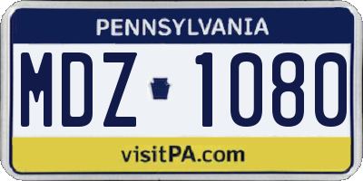 PA license plate MDZ1080