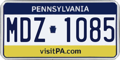 PA license plate MDZ1085