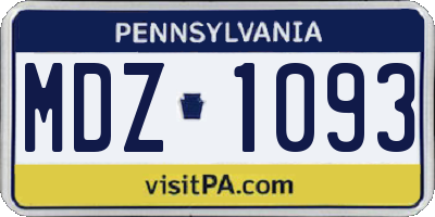 PA license plate MDZ1093