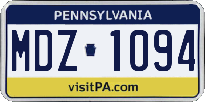 PA license plate MDZ1094