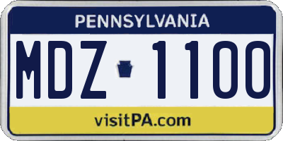PA license plate MDZ1100