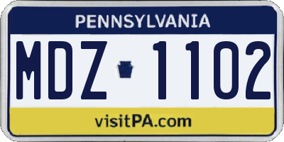 PA license plate MDZ1102