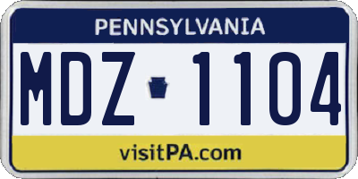 PA license plate MDZ1104