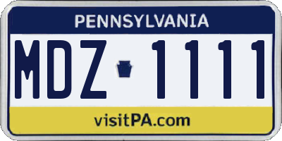 PA license plate MDZ1111