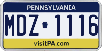 PA license plate MDZ1116