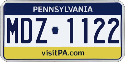 PA license plate MDZ1122