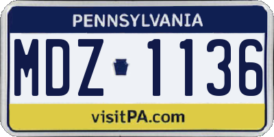 PA license plate MDZ1136