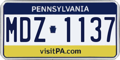 PA license plate MDZ1137