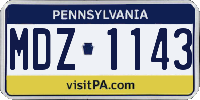 PA license plate MDZ1143