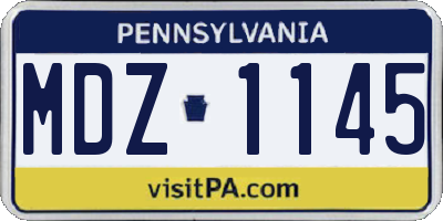 PA license plate MDZ1145