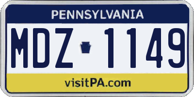 PA license plate MDZ1149
