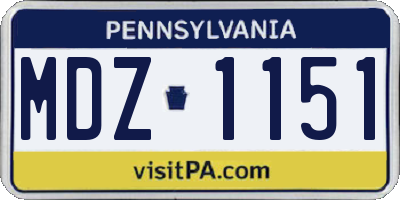 PA license plate MDZ1151
