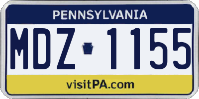 PA license plate MDZ1155