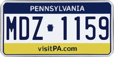 PA license plate MDZ1159