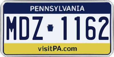 PA license plate MDZ1162