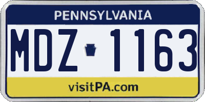 PA license plate MDZ1163