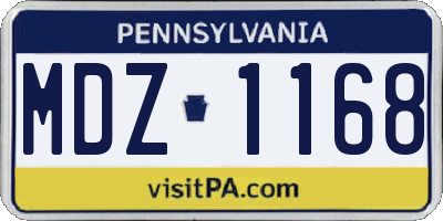 PA license plate MDZ1168
