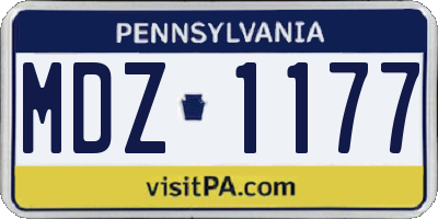 PA license plate MDZ1177