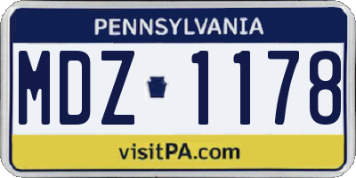 PA license plate MDZ1178