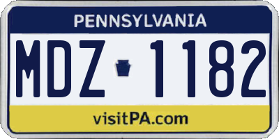 PA license plate MDZ1182