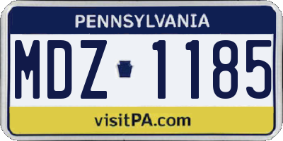 PA license plate MDZ1185