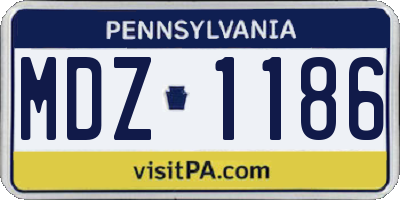 PA license plate MDZ1186