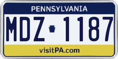 PA license plate MDZ1187