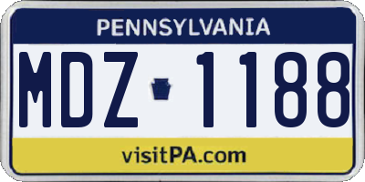PA license plate MDZ1188