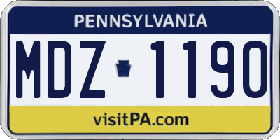 PA license plate MDZ1190