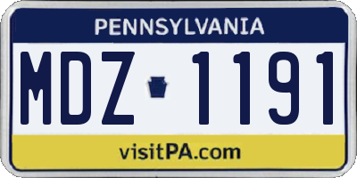 PA license plate MDZ1191