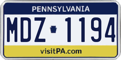PA license plate MDZ1194