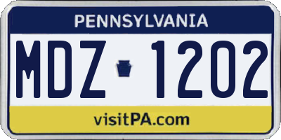 PA license plate MDZ1202