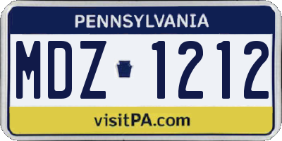 PA license plate MDZ1212