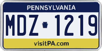 PA license plate MDZ1219