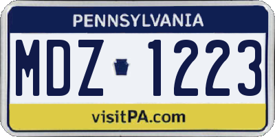 PA license plate MDZ1223